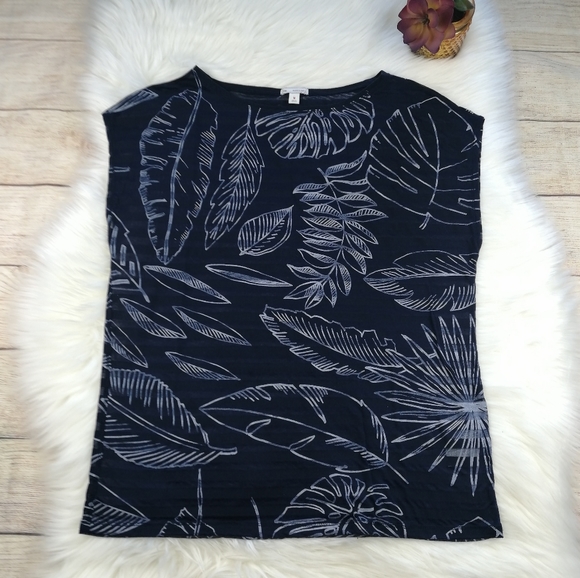 Gap Semi-sheer Tropical Leaf Sleeveless Shirt Sz M - Picture 1 of 4